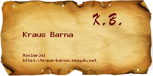 Kraus Barna névjegykártya